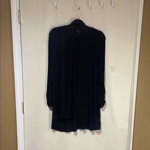 NWOT August Silk Elegant Black Draped, Open Front Long Sleeve Cardigan SZ Large